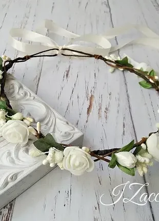 Деликатный кремовый венок на голову венок с цветами корона для волос