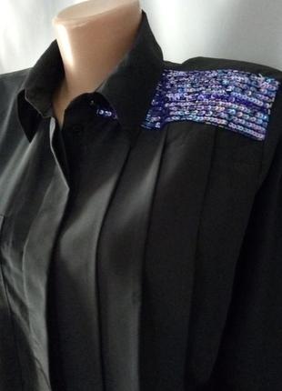 Стильная блуза, блузка, рубашка с вышивкой бисером и пайетками   №8bp2 фото