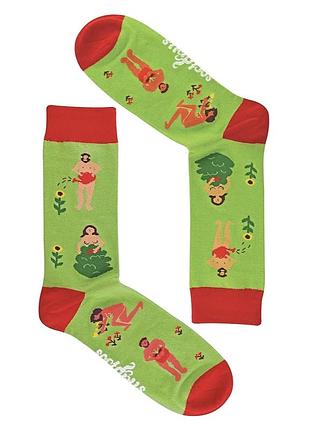 Носки адам и ета зеленые салатовые с веселым рисунком 43 44 45 46