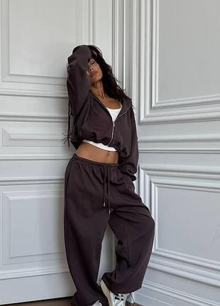 Жіночий повсякденний спортивний костюм двійка штани та кофта тканина двонитка