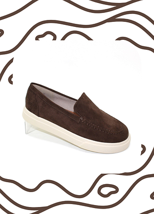 Женские коричневые туфли лоферы на плоской высокой подошве