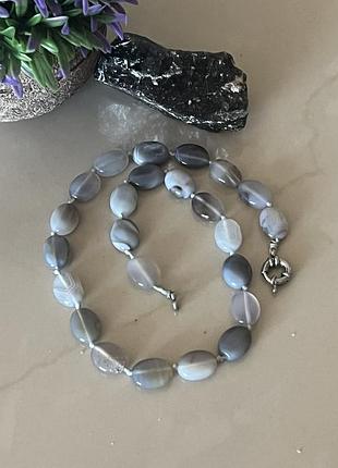 Намисто природний сірий халцедон, ботсванський агат