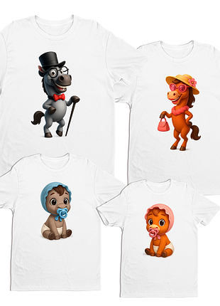 Футболки фемили лук family look для всей семьи с новогодним принтом «семья новогодних лошадей» push it