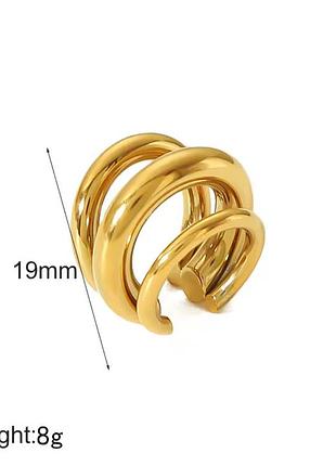 Сережка каф кафа каффа кафф без проколу золотистого кольору потрійна