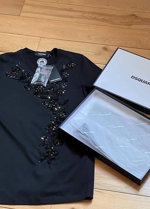 Футболка dsquared нова в коробці з бісером і вишита паєтками