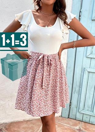 🥰 міні сукня з поясом в квітковий принт shein xl