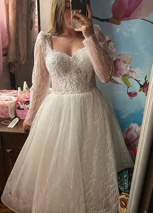 Вечірня біля сукня міді з блискітками, розмір 42-44, одягнута один раз, 7950(купляла за 9000)