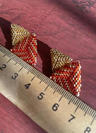 Сережки пусети червоно-золоті