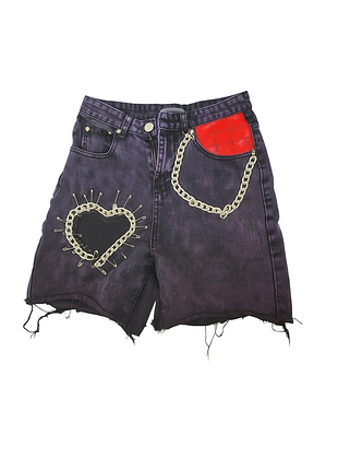 Винтажные джинсовые шорты джинс y2k панк ретро dollskill готика demonia ручной работы альт sk8