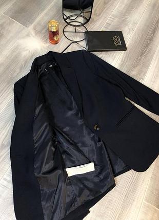 Синий деловой пиджак высокого качества синий  женский блейзер mango