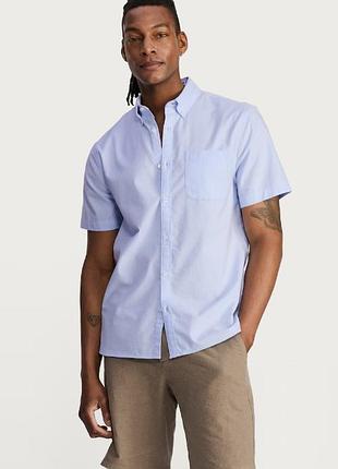 Рубашка блакитна сорочка оксфорд f&amp;f з короткими рукавами xl р-р 52/54