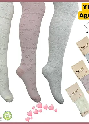 Колготки на дівчинку з візерунками бавовняні belino 98-104 (3-4 роки)