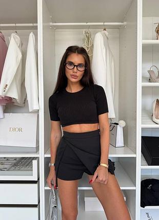 Жіноча повсякденна класична юбка спідниця-шорти тканина костюмка люкс щільна тримає форму приємна на дотик