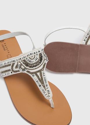 Кожаные сандалии с декором бохо papaya 37🌸