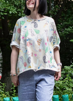 Хлопковый топ с принтом " детский рисунок"