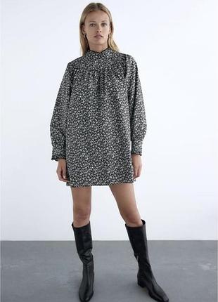Zara поплінова натуральна 100% котон сукня квітковий принт