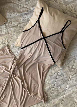 Платье- комбинация boohoo бежевое