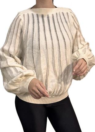 Светрик з надзвичайними рукавами та люрексом від tu