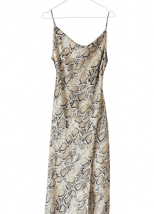 Платье миди анималистичный принт лео леопардовый змеиный змея эко животный принт рисунок с вырезом