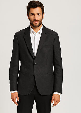 Шерстяной пиджак hugo boss темно-серый блейзер wool