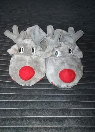 Жіночі домашні плюшеві капці олені, капці кігурумі
