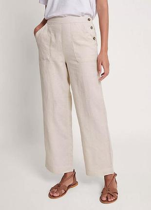 100% лен! брендовые прямые льняные летние брюки р.20-22