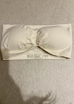 Топ  бандо бесшовний з чашками пуш ап бежевий з спандексом s