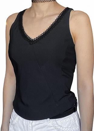 Жіноча майка футболка вінтаж ретро винтаж чорна готичний стиль женская чёрная блуза кофта comma топ топік топик купить размер с м купити розмір s m