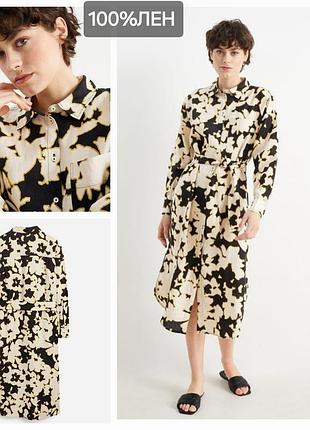 Нове/100%лен/плаття-сорочка оверсайз/c&a