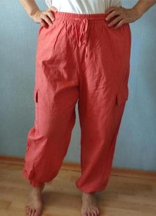 Штани карго бабовна 💯, брюки великий розмір натуральні