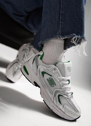 Женские кроссовки sketchers white/ green