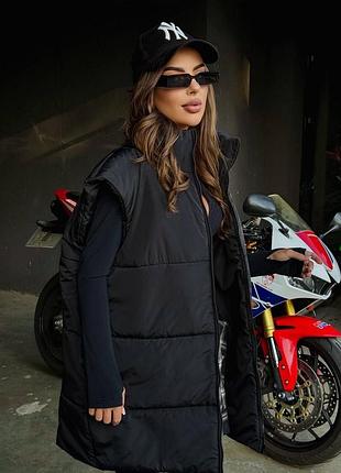 Жіноча повсякденна осіння весняна подовжена жилетка тканина плащівка еммі наповнювач силікон 250