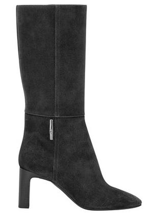 Замшеві чоботи longchamp на підборах чорного кольору 38р