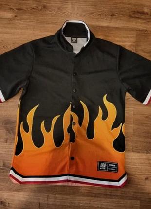 Тенниска спортивная. футболка майка гавайка рубашка безрукавка с пламенем