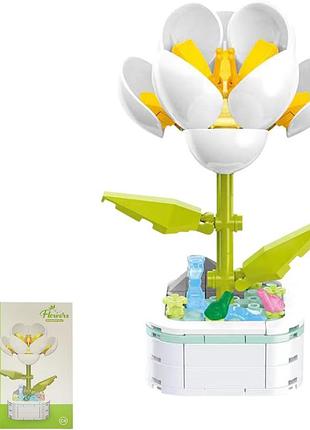 Конструктор блоковый детский фигурка цветок камелия 123 детали