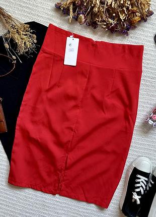 Нова яскрава класична спідниця до колін міді червоного кольору