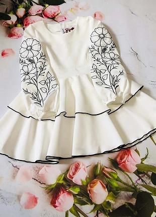 Платье для девочки вышивка цветы