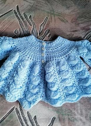 Кофта в'язана на вік 0-3 місяців, одяг на дівчинку, одежда на девочку