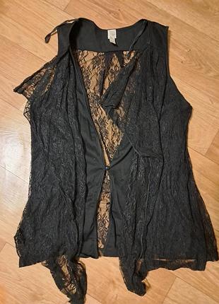 Стильная накидка жилет гипюр+трикотаж 52-54 размер