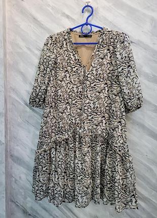 Платье разлетайка с подкладкой, рукава фонарики платье рюш волан