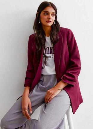 Бордовый пиджак жакет блейзер