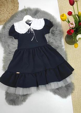 Школьное платье для девочки синяя