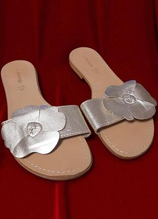 Женские шлепанцы,новые брендовые шлепки, недорогие кожаные сланцы george,италия,р.36