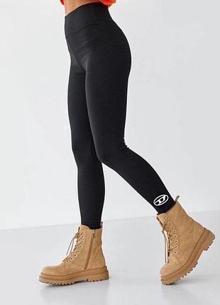 Теплые лосины для девочки черные