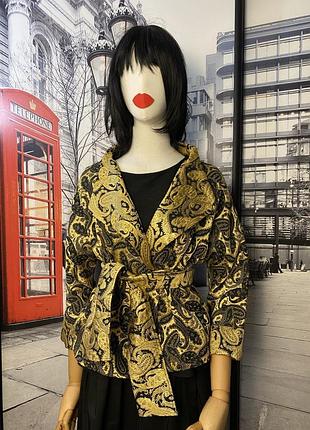 Жакет/блуза на запах із поясом dolce gabbana чорна із золотом