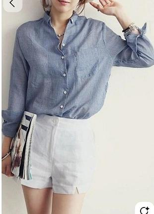 Рубашка лён льняная из льна свободная оверсайз легкая классика блузка блуза