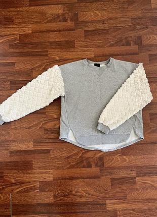 Теплий світшот з пухнастими рукавами