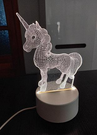 3d-світильник єдиноріг спокійне приглушене світло нічник bluetooth настільна лампа 20х13х13 см