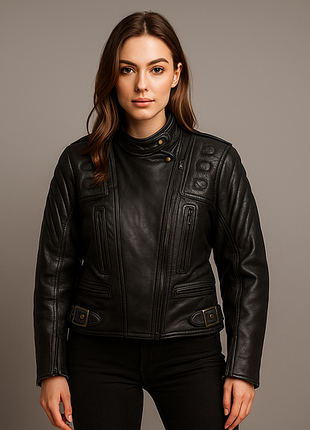 Жіноча шкіряна мотокуртка sportex apollo косуха байкерська genuine leather garments