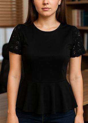 Стильная черная блузка moda at george made in turkey, 💯 оригинал, молниеносная отправка 🚀⚡